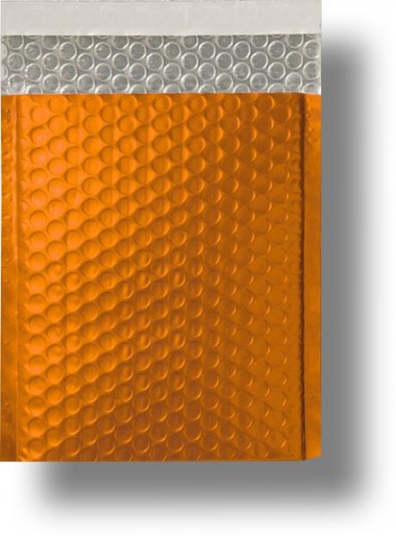 Metallic Bubble Bags Haftstreifen Orange matt Luftpolster 310x445 mm