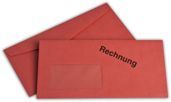 Kuvertierhüllen m. F. Rot Rechnung 110x220 mm DL 75g/qm
