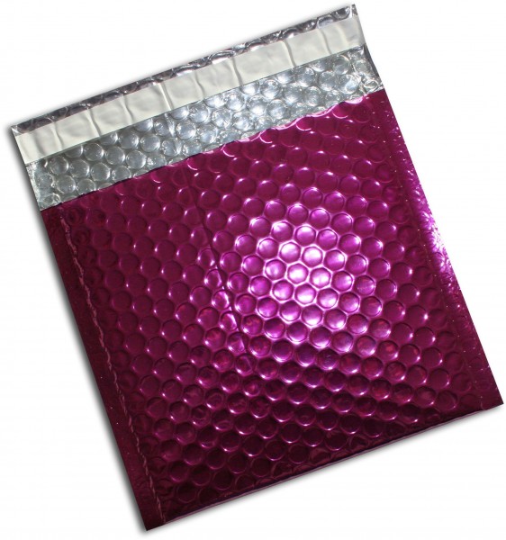 Metallic Bubble Bags Haftstreifen Violett glänzend Luftpolster 220x320 mm