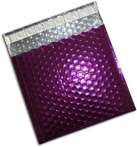 Metallic Bubble Bags Haftstreifen Pink glänzend Luftpolster 220x320 mm