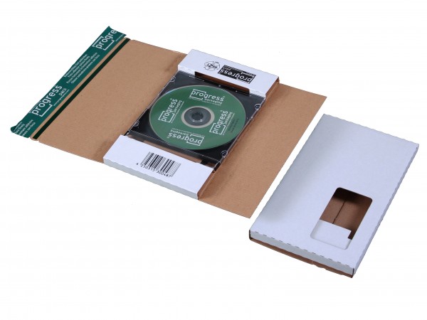 CD-JEWEL-MAILER DL 225x125x12 aus Wellpappe weiss mit Fenster