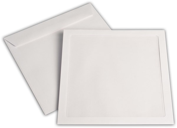 Briefumschläge mit Panoramafenster Weiss nassklebend chlorfrei 220x220 mm 120g/qm