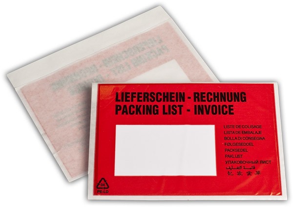 Begleitpapiertaschen Rot Lieferschein 137x175 mm