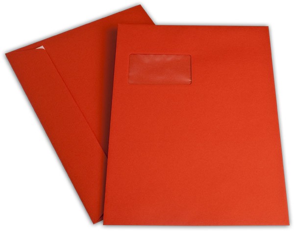 Briefumschläge mit Haftstreifen "Office Color" m. F. Intensivrot 229x324 mm C4 120g/qm
