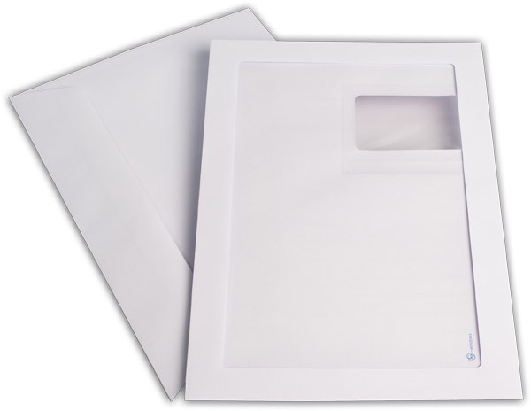 Briefumschläge mit Panoramafenster Weiss nassklebend chlorfrei 229x324 mm C4 120g/qm
