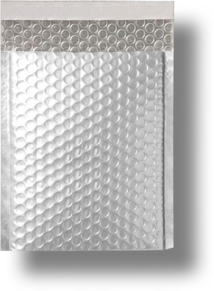Metallic Bubble Bags Haftstreifen Silber matt Luftpolster 220x320 mm