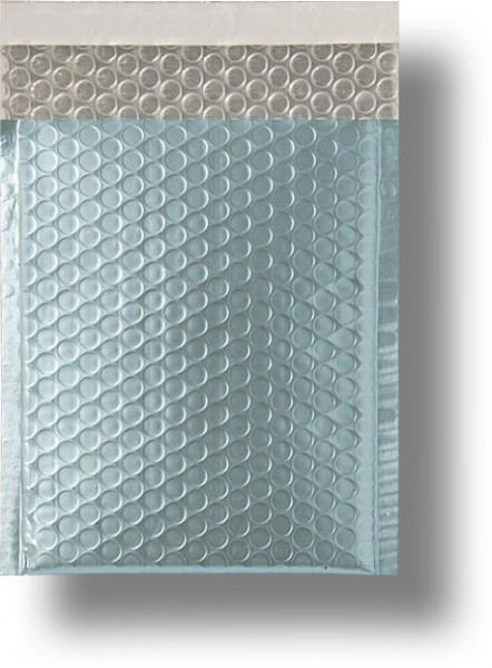 Metallic Bubble Bags Haftstreifen Eisblau matt Luftpolster 170x245 mm