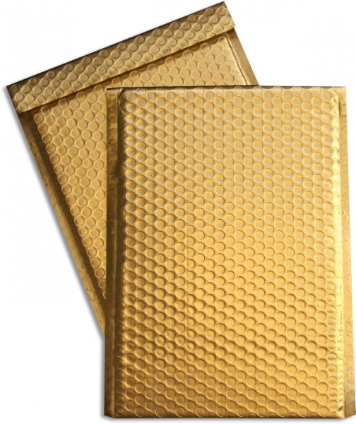 Metallic Bubble Bags Haftstreifen Gold matt Luftpolster 310x445 mm