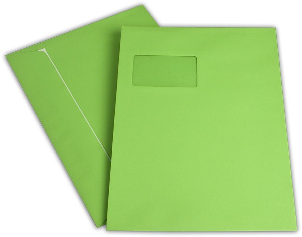Briefumschläge mit Haftstreifen "Office Color" m. F. Intensivgrün 229x324 mm C4 120g/qm