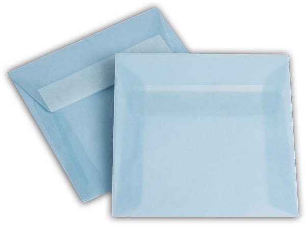 Briefumschläge transparent Haftstreifen o. F. Eisblau 125x125 mm 100g/qm
