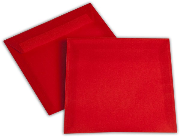 Briefumschläge transparent Haftstreifen o. F. Intensivrot 170x170 mm 100g/qm