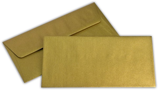 Briefumschläge nassklebend Gold Weisses Seidenfutter chlorfrei Sattelv. 110x220 mm DL 100g/qm