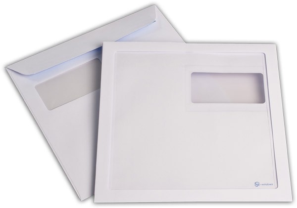Briefumschläge mit Panoramafenster Haftstreifen Weiss chlorfrei 220x220 mm 120g/qm